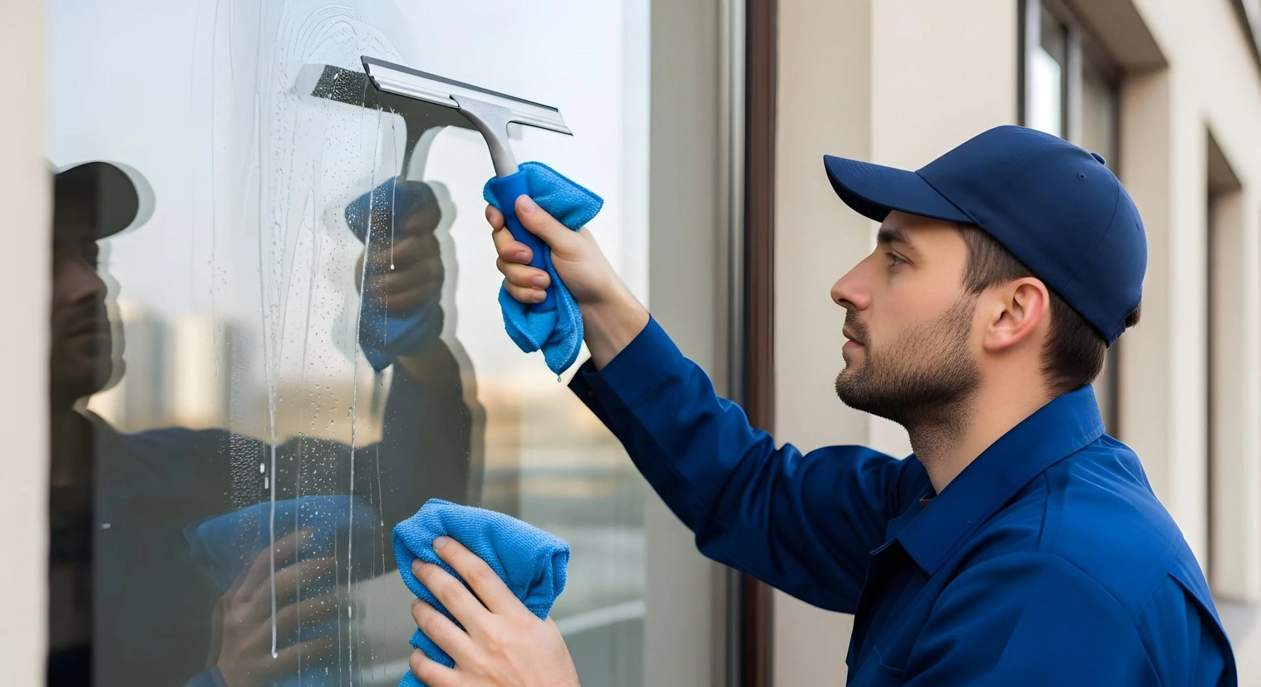 Guy window cleaning following routine vs. preventive maintenance